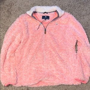 Women’s pink fleece Sherpa quarter zip pullover